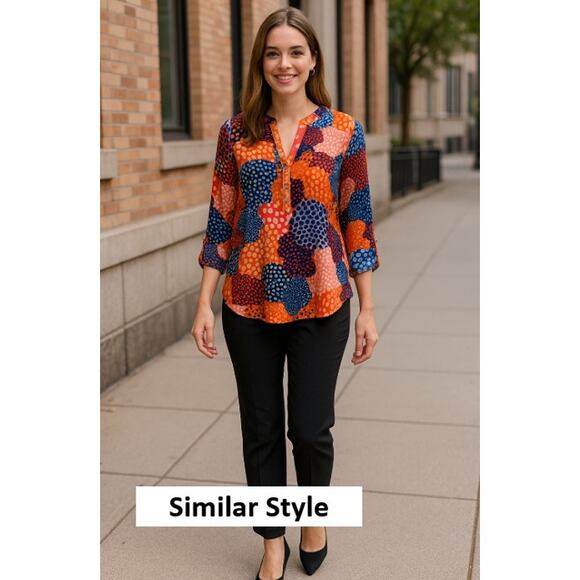 Anne Klein Blouse with Gold Accent Buttons Women’s Small 3/4 Sleeve Roll Up - Picture 7 of 7